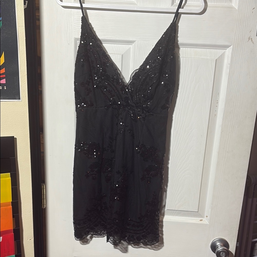 superdown Black Sequin Tank Top